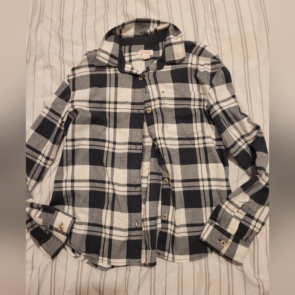Kids Plaid Shirt - Black and White